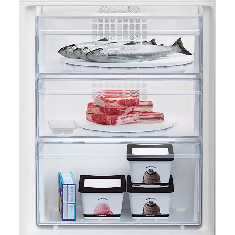 Iebūvējams ledusskapis-sal dētava BEKO BCHA275K41SN — 262 L (193 L ledusskapis, 69 L saldētava), No Frost, labās puses eņģe, balts