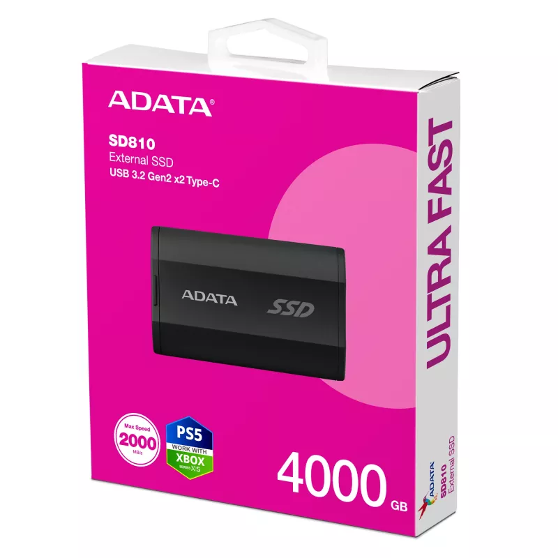ADATA SD810 4 TB USB Type-C USB 3.2 Gen 2x2 Melns ārējais SSD disks
