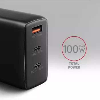 Axagon ACU-DPQ100 sienas lādētājs 100W ar 3 izejām, PD3.0 & QC 4+