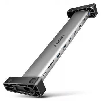 Axagon HMC-10HLS USB-C 9in1 centrmezgls, 4x USB-A, HDMI 4K/60Hz, RJ-45, SD/microSD, PD 100W