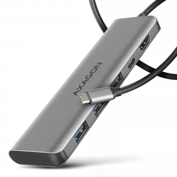 Axagon HMC-5H USB 5Gbps centrmezgls, 3x USB-A, HDMI 4k/30Hz, PD 100W, 100cm USB-C kabelis
