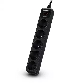 CyberPower Tracer III B0520SC0-FR pārsprieguma aizsargs Melns 5 kontaktligzdas 200 - 250 V 1.8 m
