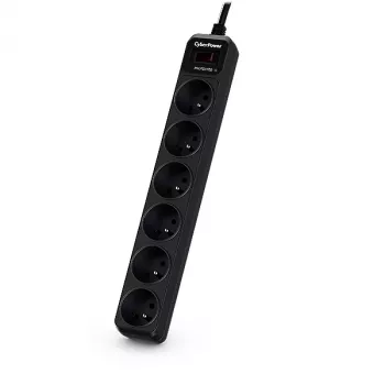 CyberPower Tracer III B0620SC0-FR pārsprieguma aizsargs, melns, 6 kontaktligzdas, 200-250 V, 1.8 m