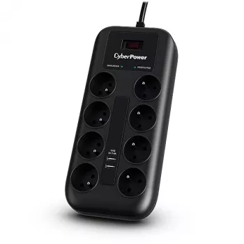 CyberPower Tracer III P0820SUF0-FR pārsprieguma aizsargs, melns, 8 kontaktligzdas, 1.8 m