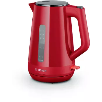 Elektriskā tējkanna Bosch TWK1M124 — 1,7 L, 2400 W, sarkana, bezvadu, 360° pamatne