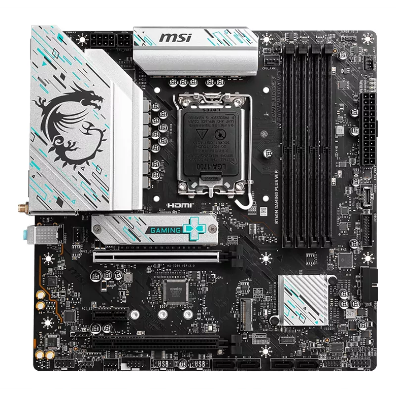 Mātesplate MSI B760M GAMING PLUS WIFI – Intel B760, LGA 1700, micro ATX, DDR5, 4 DIMM, Wi‑Fi 6E, 2.5Gb LAN