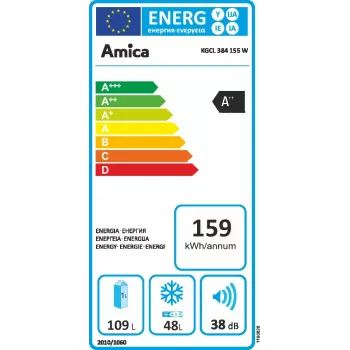 Amica KGCL 384 155 W brīvi stāvošs ledusskapis 157 L