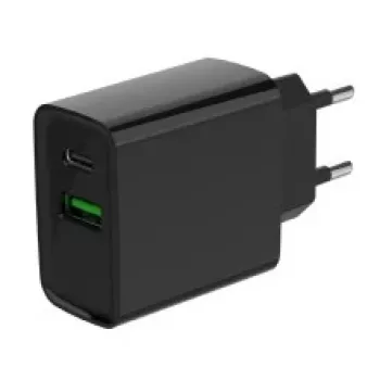 GEMBIRD USB ātrais lādētājs - A un C tipa 2 porti 20W - Melns