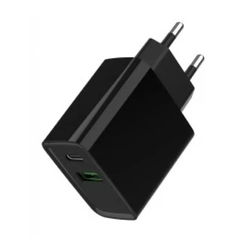 GEMBIRD USB ātrais lādētājs - A un C tipa 2 porti 20W - Melns