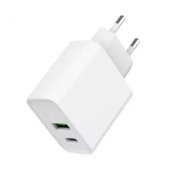 GEMBIRD USB ātrais lādētājs - 2 porti (Type A un C) 20W - Balts