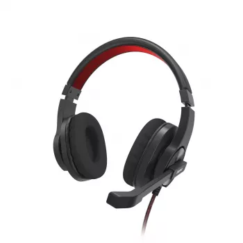 Hama HS-USB400 V2 austiņas ar mikrofonu, vadu, biroja/zvanu centram, USB-A, melna, sarkana