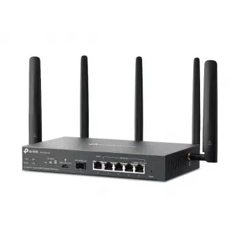 TP-Link Omada 4G+ Cat6 AX3000 Gigabit VPN maršrutētājs, Wi-Fi 6, divu joslu, melns, darbvirsmas/staba