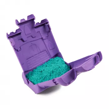 Kinetic Sand Castle Case ar 1 lb tirkīza smiltīm, uzglabāšanas konteiners, sensorā rotaļlieta bērniem no 3 gadu vecuma