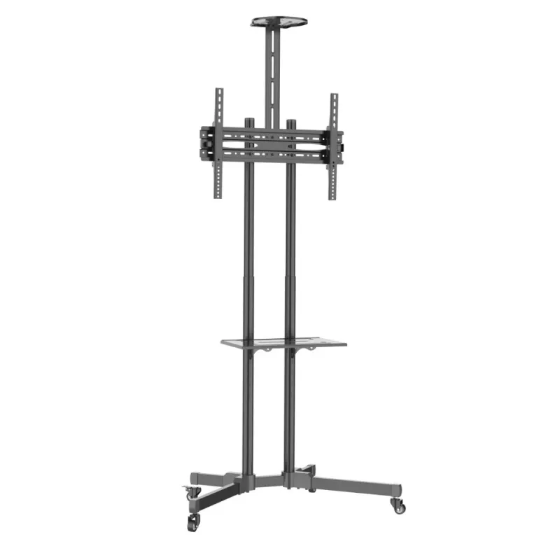 Techly ICA-TR216T mobilais TV statīvs uz ritenīšiem 37–70 collu (līdz 177,8 cm) ekrāniem, līdz 50 kg, 2 plaukti, melns