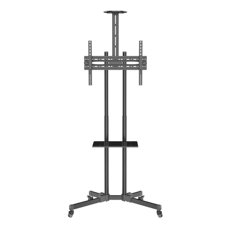 Techly ICA-TR216T mobilais TV statīvs uz ritenīšiem 37–70 collu (līdz 177,8 cm) ekrāniem, līdz 50 kg, 2 plaukti, melns