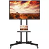 Techly ICA-TR216T mobilais TV statīvs uz ritenīšiem 37–70 collu (līdz 177,8 cm) ekrāniem, līdz 50 kg, 2 plaukti, melns