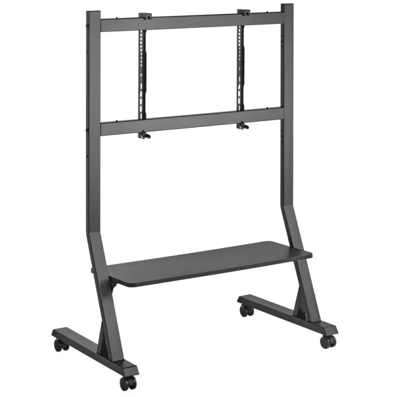 Grīdas statīvs TECHLY 366983 45–90 collu TV, melns, tērauds, augstums 1026–1126 mm, max VESA 800x400, slodze 60 kg
