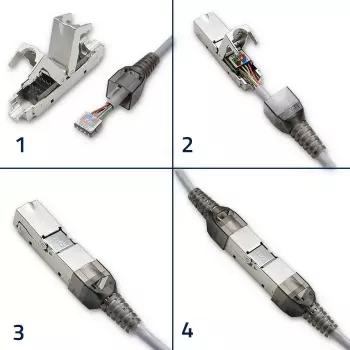 RJ45 spraudnis bezinstrumentu QOLTEC 54540 CAT6 STP ekranētiem Ethernet kabeļiem
