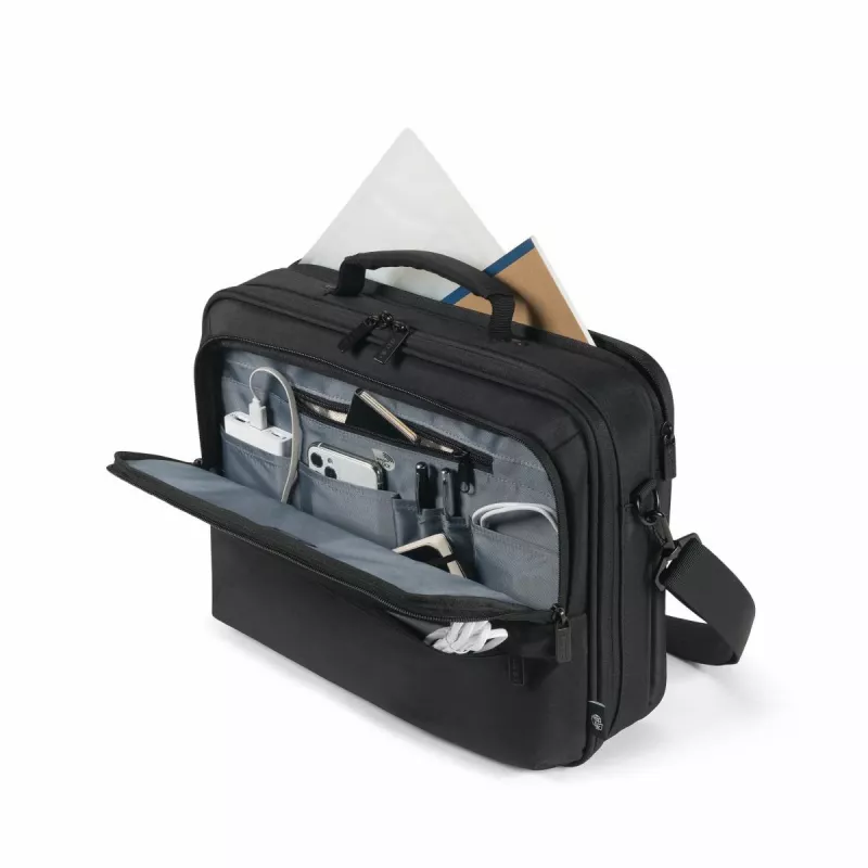 DICOTA Eco Multi Core - 13-14.1 collu piezīmjdatora soma - Melna / 300d 100% pārstrādāts PET poliesters