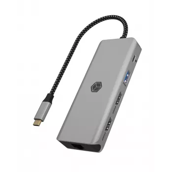 ICY BOX IB-DK4012-CPD Vadu USB 3.2 Gen 1 (3.1 Gen 1) Type-C dokstacija, antracīta, melna