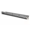 DIGITUS Modular Patch Panel, ekranēts 24-portu, tukšs, 1U, Rack Mount, melns ar caurspīdīgiem marķējumu laukiem