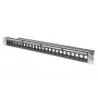 DIGITUS Modular Patch Panel, ekranēts 24-portu, tukšs, 1U, Rack Mount, melns ar caurspīdīgiem marķējumu laukiem