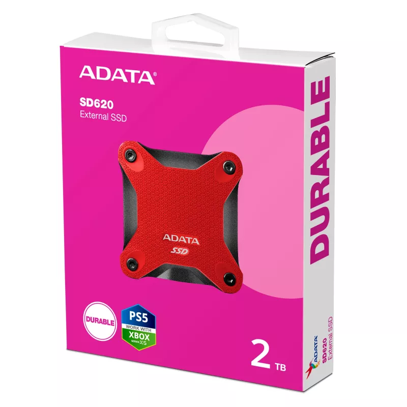 ADATA SD620 2 TB ārējais SSD, Micro-USB B 3.2 Gen 2, melns/sarkans