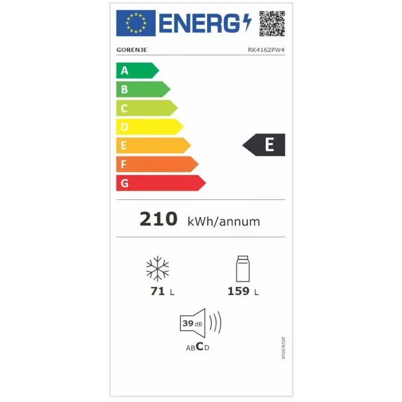 Brīvstāvošs ledusskapis-saldētājs Gorenje RK4162PW4 — 230 L (ledusskapis 159 L, saldētava 71 L), balts, invertors, apakšējā saldētava