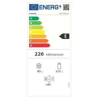 Brīvi stāvošs ledusskapis Gorenje NRK418ECW4 — 256 L kopējā ietilpība, 171 L ledusskapis, 85 L saldētava, No Frost, Multi-Airflow, balts