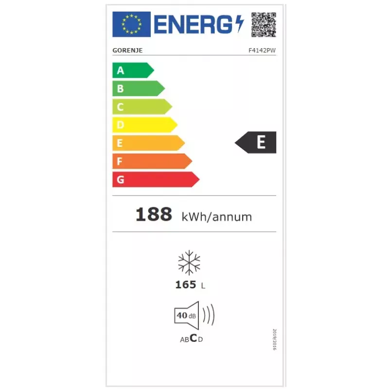 Gorenje F4142PW vertikālais saldētājs Brīvstāvošs 165 L Balts