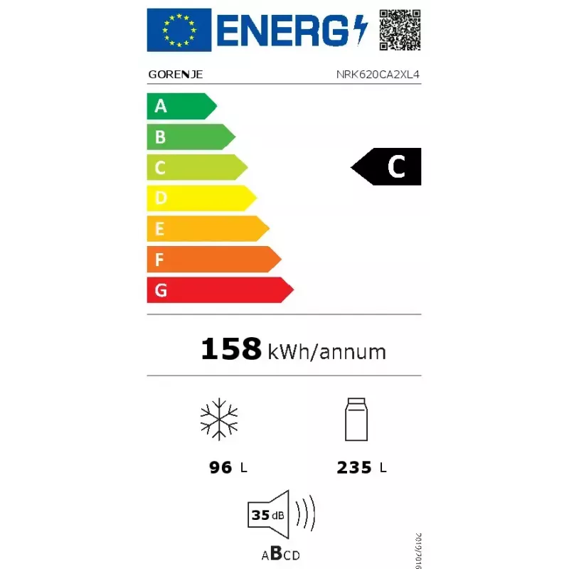 Gorenje NRK620CA2XL4 brīvstāvošs ledusskapis-saldētava, saldētava apakšā, 331 l (235 l + 96 l), No Frost Plus, C energoklase, pelēks