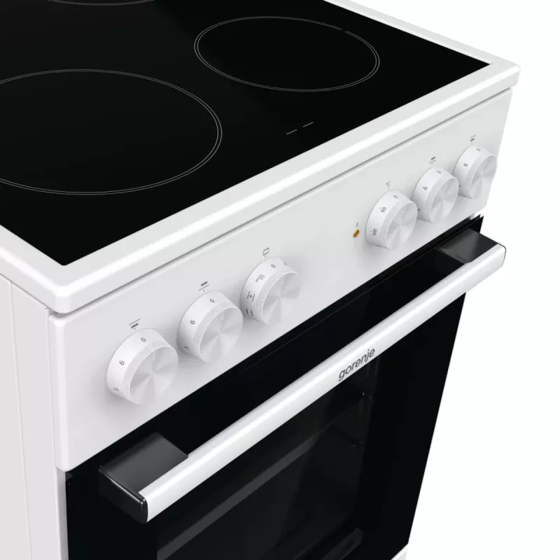 Gorenje GEC5A41WG Brīvi stāvoša plīts ar elektrisko cepeškrāsni un keramikas virsmu, balta