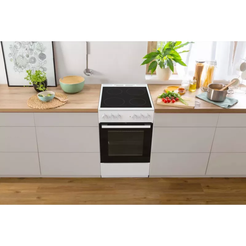 Gorenje GEC5A41WG Brīvi stāvoša plīts ar elektrisko cepeškrāsni un keramikas virsmu, balta