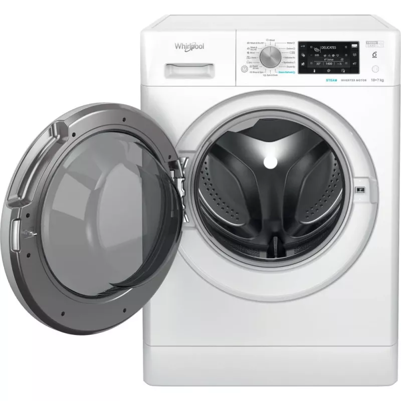Whirlpool FFWDD 1076258 SV EE veļas žāvētājs, brīvi stāvošs, priekšējā ielāde, balts
