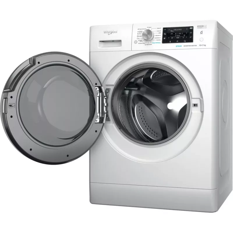 Whirlpool FFWDD 1076258 SV EE veļas žāvētājs, brīvi stāvošs, priekšējā ielāde, balts