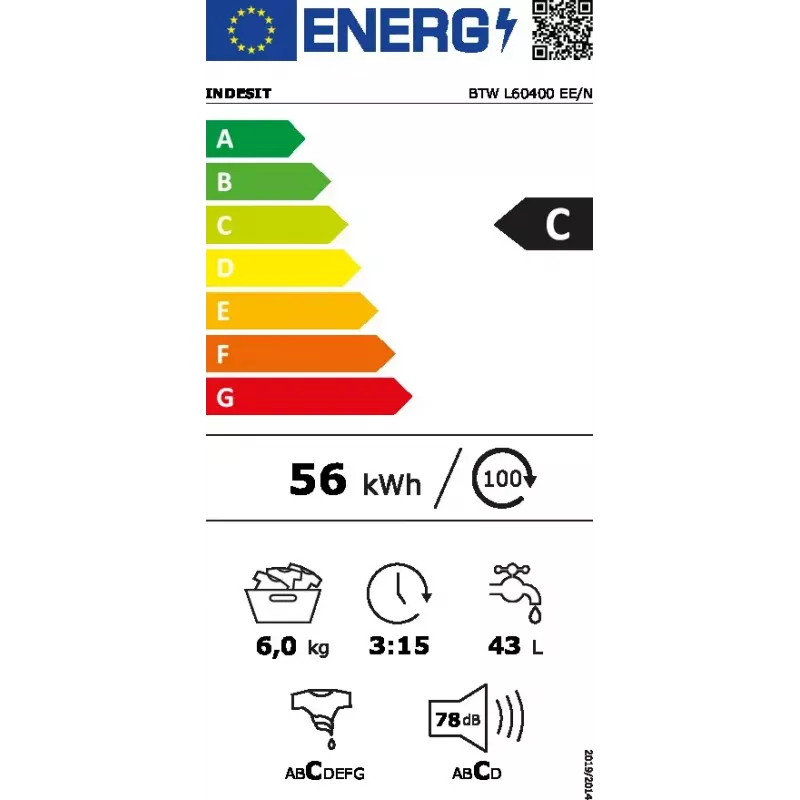 Veļas mazgājamā mašīna ar augšējo ielādi Indesit BTW L60400 EE/N — 6 kg, 1000 apgr./min, 400×600×900 mm, balta