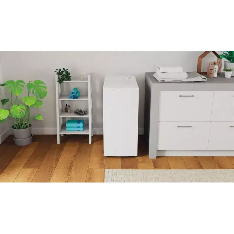 Veļas mazgājamā mašīna ar augšējo ielādi Indesit BTW L60400 EE/N — 6 kg, 1000 apgr./min, 400×600×900 mm, balta