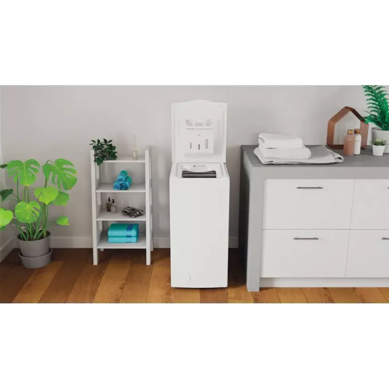 Veļas mazgājamā mašīna ar augšējo ielādi Indesit BTW L60400 EE/N — 6 kg, 1000 apgr./min, 400×600×900 mm, balta