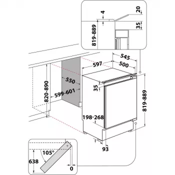 Ledusskapis Whirlpool WBUL021 iebūvējamais 144 L Balts