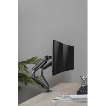 GEMBIRD regulējams galda stiprinājums diviem monitoriem, Space Grey