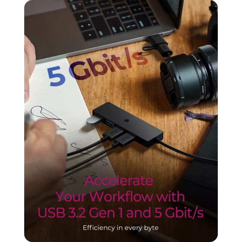 ICY BOX IB-HUB1424-C3 USB 3.2 Gen 1 Type-A + Type-C 5000 Mbit/s Melns