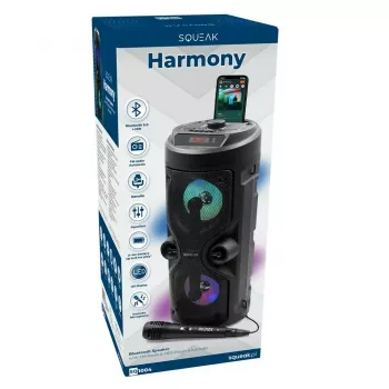 Pārnēsājams stereo skaļrunis SQUEAK SQ1004 Harmony BT 5.0, 40W RMS, Bluetooth 5.0, FM, LED, 8h akumulators, Melns