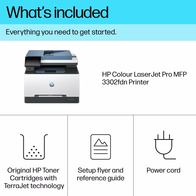 HP Color LaserJet Pro MFP 3302fdn, lāzerprinteris, krāsu druka, 600 x 600 DPI, A4, tiešā druka, zils