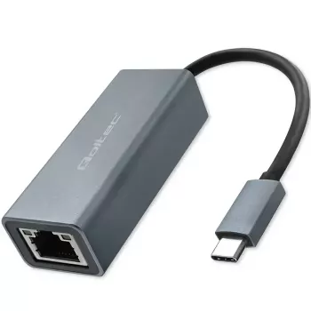 Qoltec 50352 RJ-45 saskarnes karte USB Type-C sieviete Pelēks