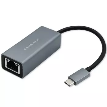 Qoltec 50352 RJ-45 saskarnes karte USB Type-C sieviete Pelēks