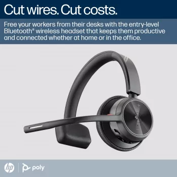 HP Poly Voyager 4310-M Microsoft Teams sertificētas Bluetooth austiņas ar USB-C uztvērēju BT700 un uzlādes statīvu