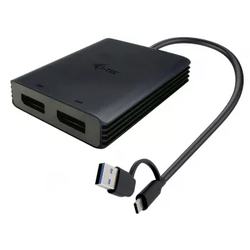 i-tec USB-A/USB-C Divkāršs 4K/60 Hz DisplayPort video adapteris, 0,27 m