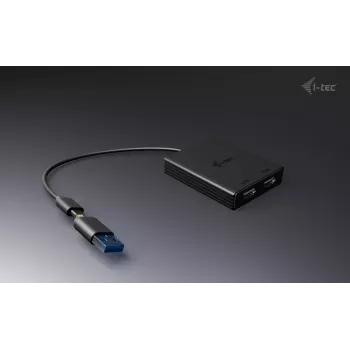 i-tec USB-A/USB-C Divkāršs 4K/60 Hz DisplayPort video adapteris, 0,27 m