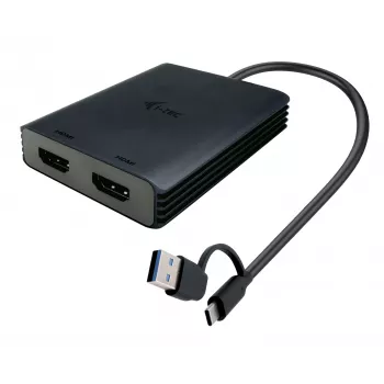 i-tec USB-A/USB-C Dual 4K/60 Hz HDMI Video Adapter, 0.27 m, USB Type-A/USB Type-C, 2 x HDMI, vīriešu/sieviešu, 3840 x 2160 pikseļi