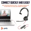 HP Poly Blackwire 3310 Monourālās austiņas Microsoft Teams sertificēts USB-C + USB-C/A adapteris